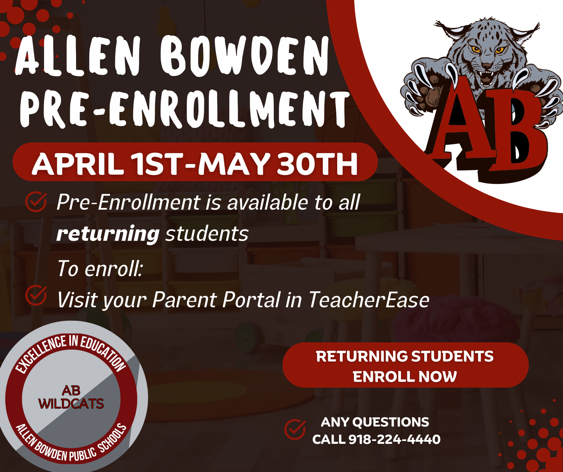PRE Enrollment April 1st - May 30th