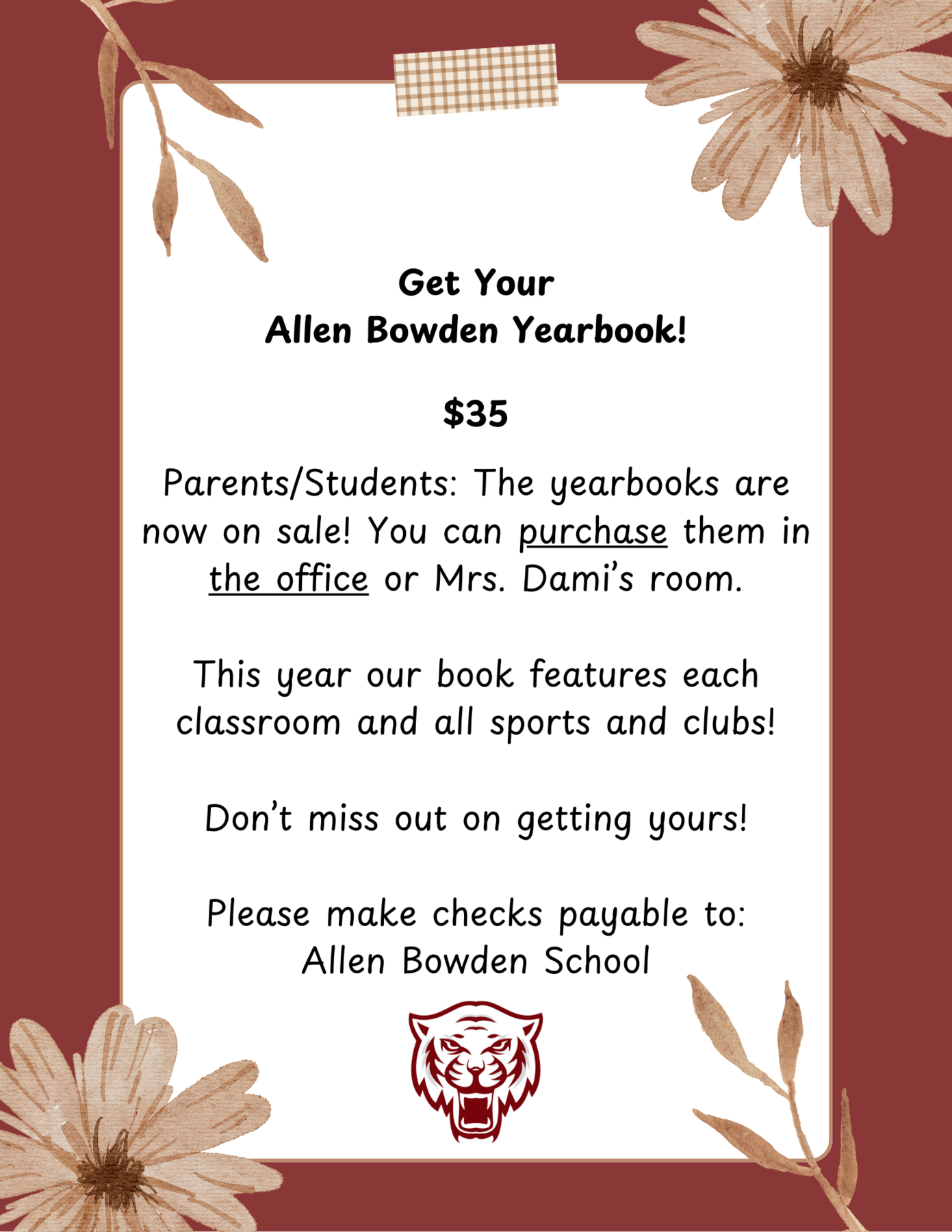 Buy a YearBook at office for $35